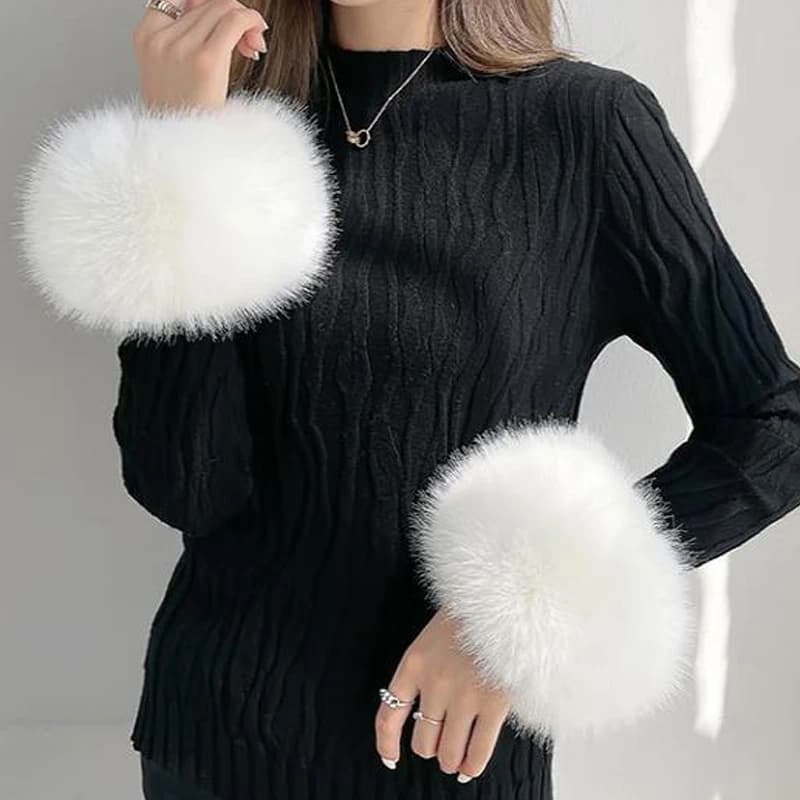Autumn Winter Decorative Plush Sleeves Warm Fashion Coat Cuffs Cuffs Women's Bracelet Protective Gloves for Wrist