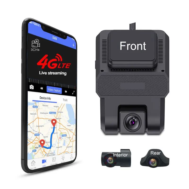 Dashcam for fleet management 3CHs 4G with GPS location with night vision IR adapts 9-36V Power Live Dashcam for telematics msds ADAS