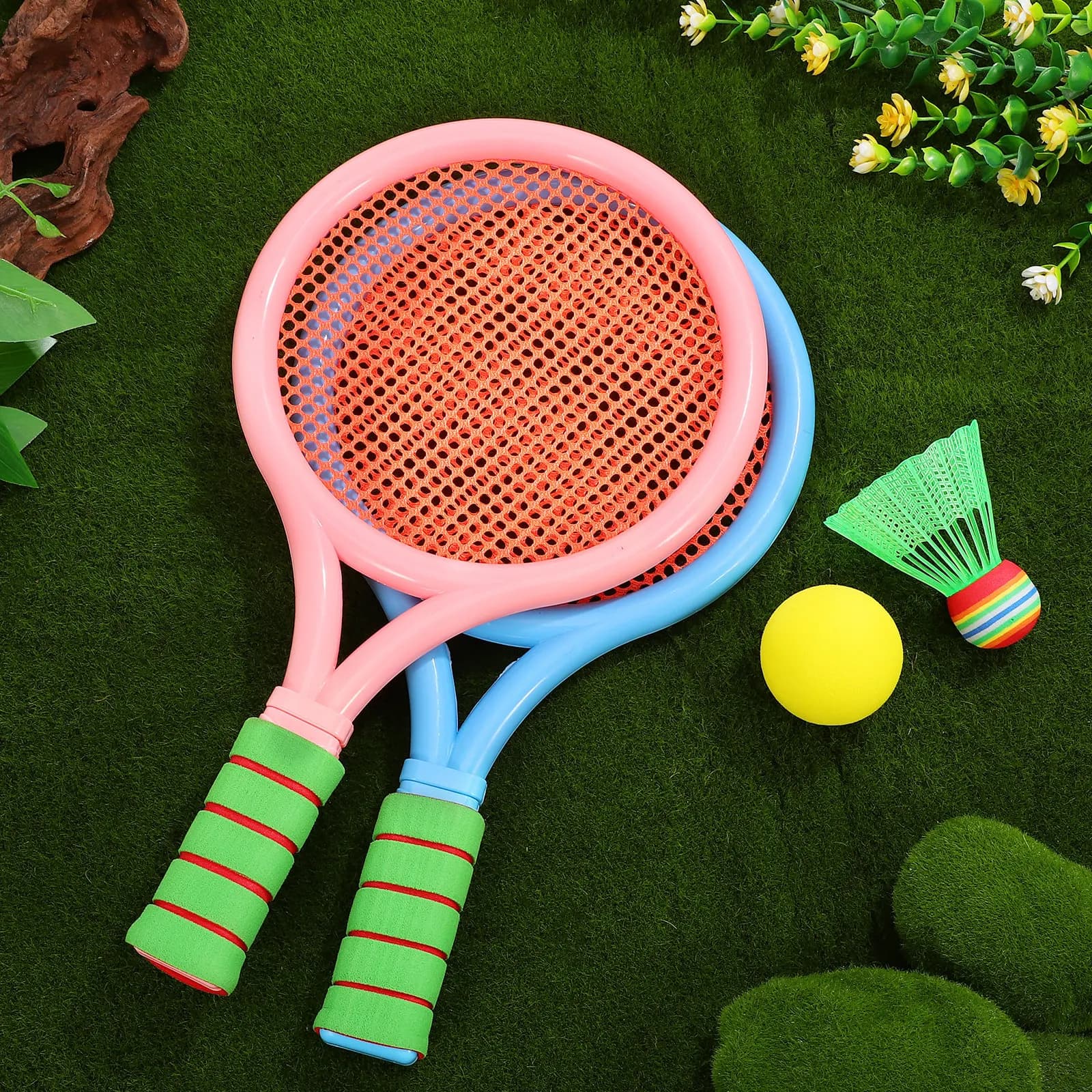Set di racchette da badminton per bambini, racchette da tennis leggere, volano per bambini, racchetta da gioco per interni ed esterni per principianti