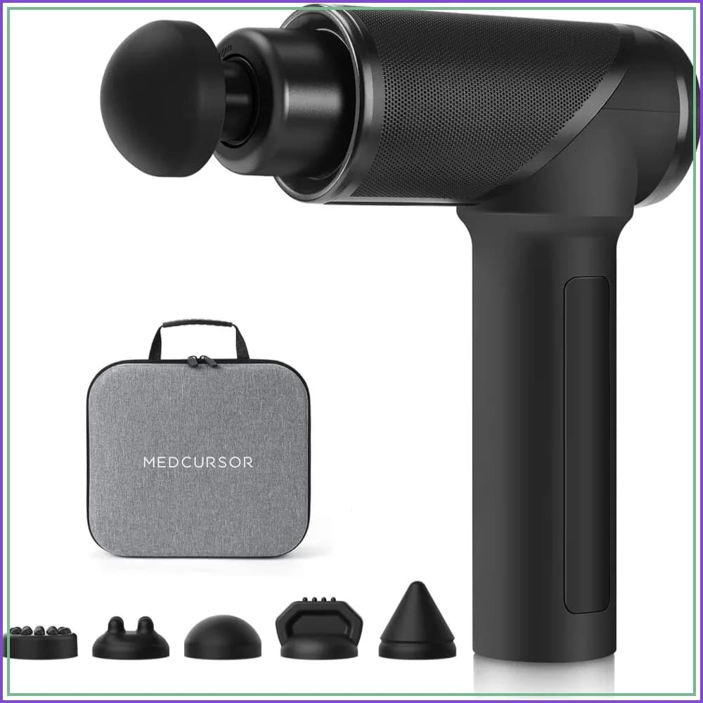 High Intensity Massage Gun - Deep Tissue Percussion Massager with 6 Heads for Muscle Relief, Black