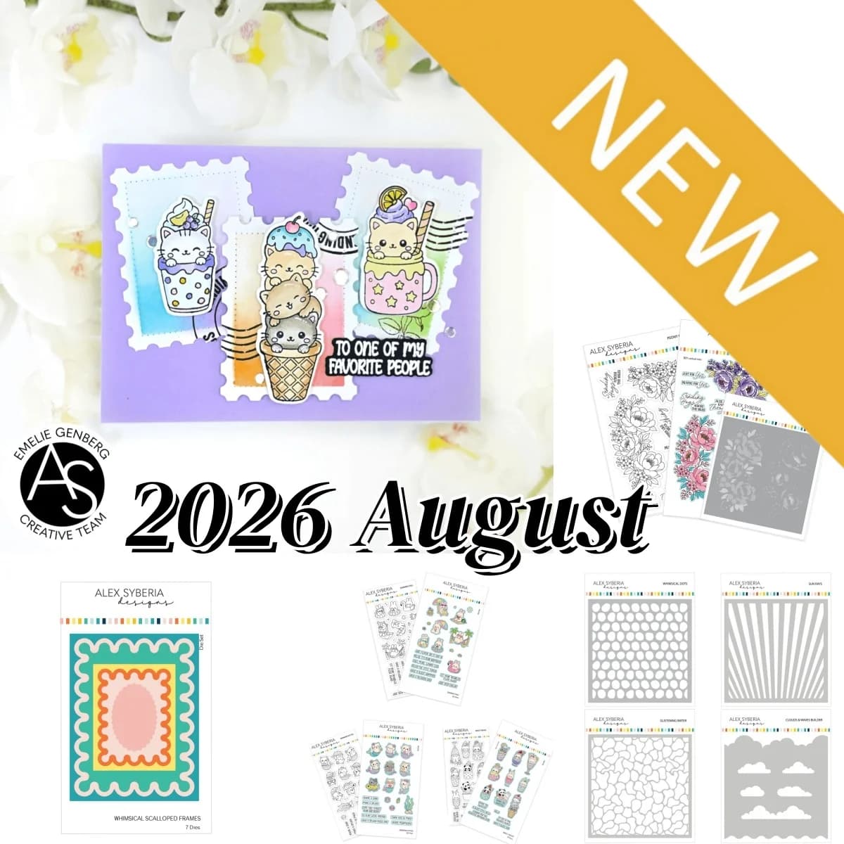 2026 August Mermaid Kitties Summer Clouds Peony Metal Cutting Dies Clear Stamps Stencil For DIY Scrapbook Craft Decoration