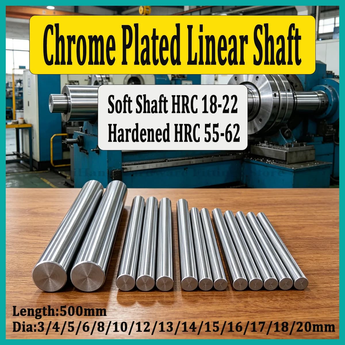Chrome Plated Linear Shaft 500mm Dia3-20mm Soft/Hardened Steel Rod, High Precision Linear Motion Shaft for 3D Printer & CNC Part