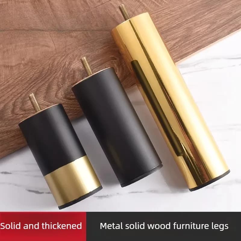 Gambe per Tavoli di Lusso in Metallo, Piedi di Supporto in Metallo, Piedini in Legno Massello, Gambe Cilindriche con Vite M8