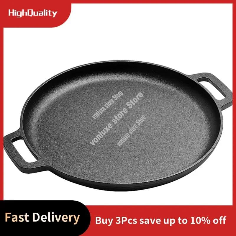 Fornello per pizza in acciaio con padella per pizza in ghisa con manici Easy Grip Pietra profonda per forno o piastra per gas-caldo