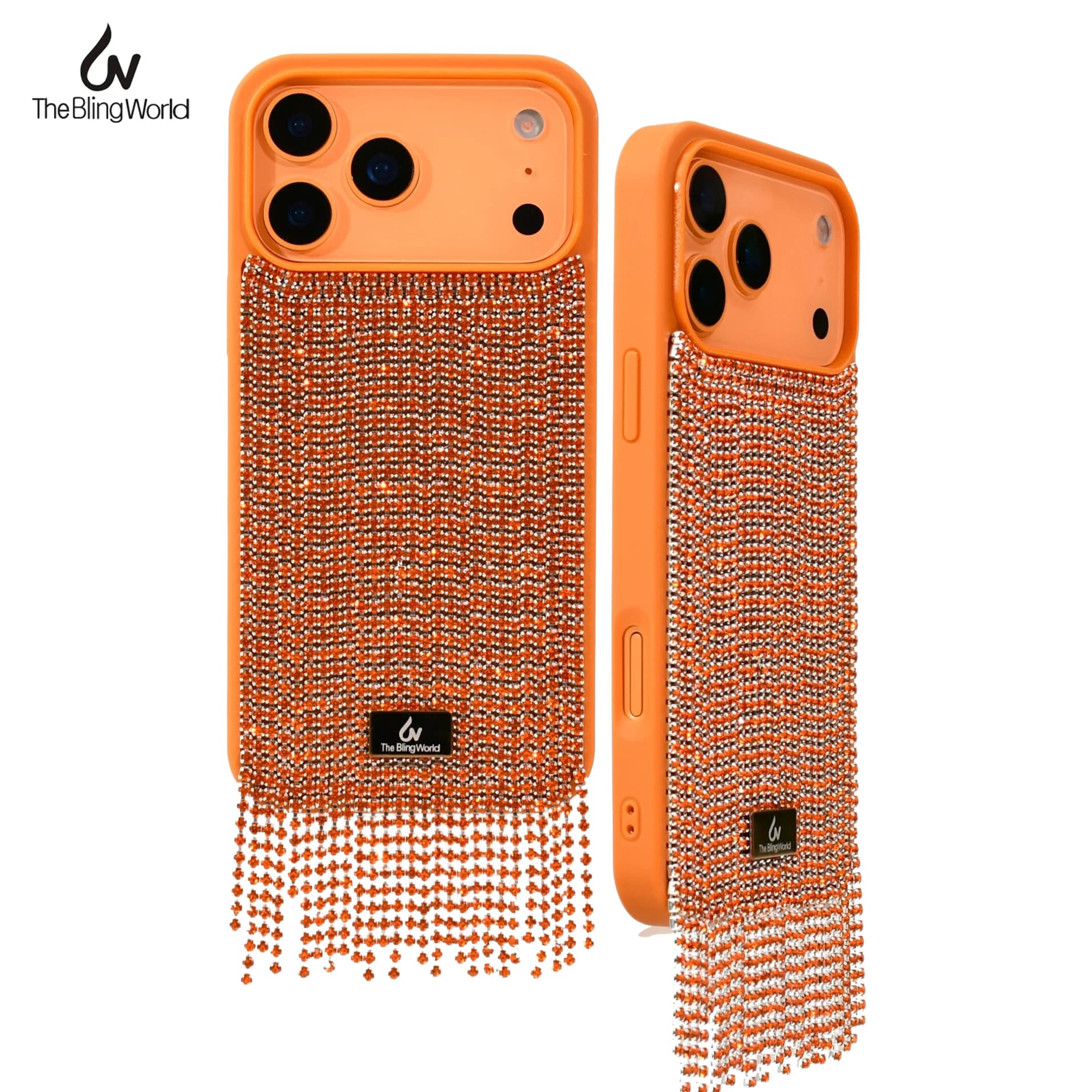 The Bling World Luxury Tassel Chain Diamond Case for iPhone 17 16 15 14 Pro Max Plus Glitter Rhinestone Women Crystal TPU Cover