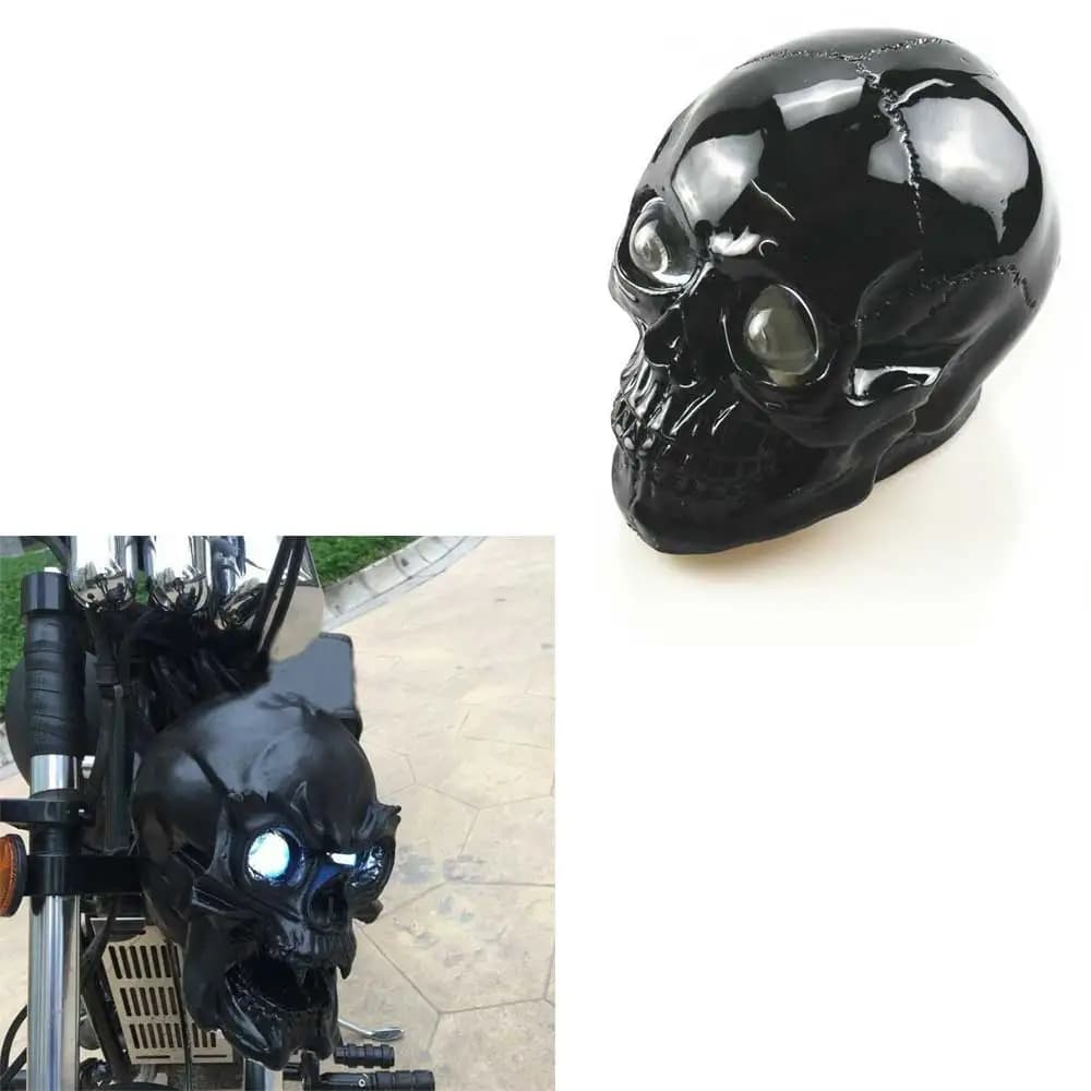 Motorcycle Accessories Black Skull Front Head Light Headlight Lamp FOR Harley Custom Chopper Touring