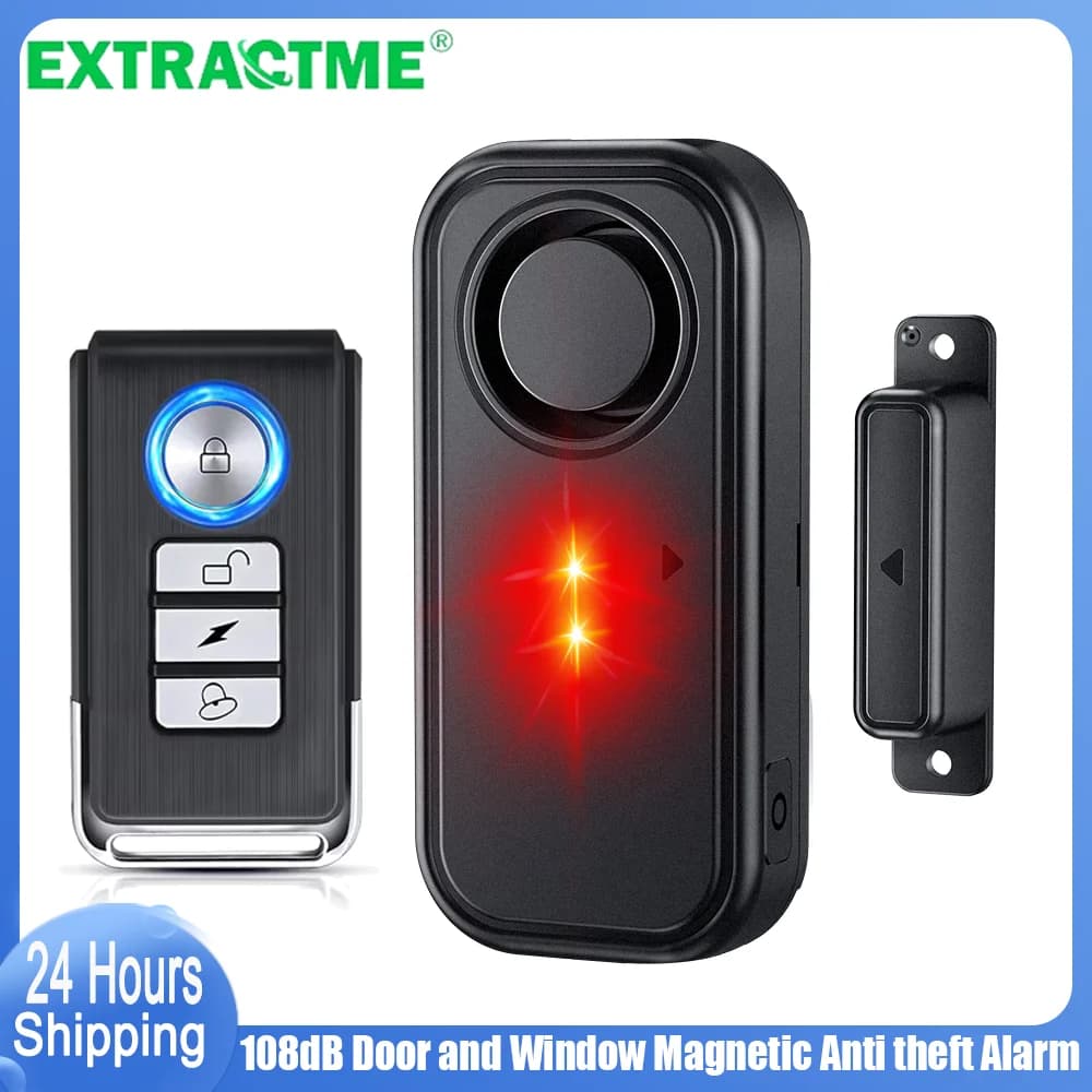 Extractme Allarme magnetico per porte e finestre esterno Sensore wireless 108dB IP66 Monitor impermeabile Antifurto Sicurezza domestica