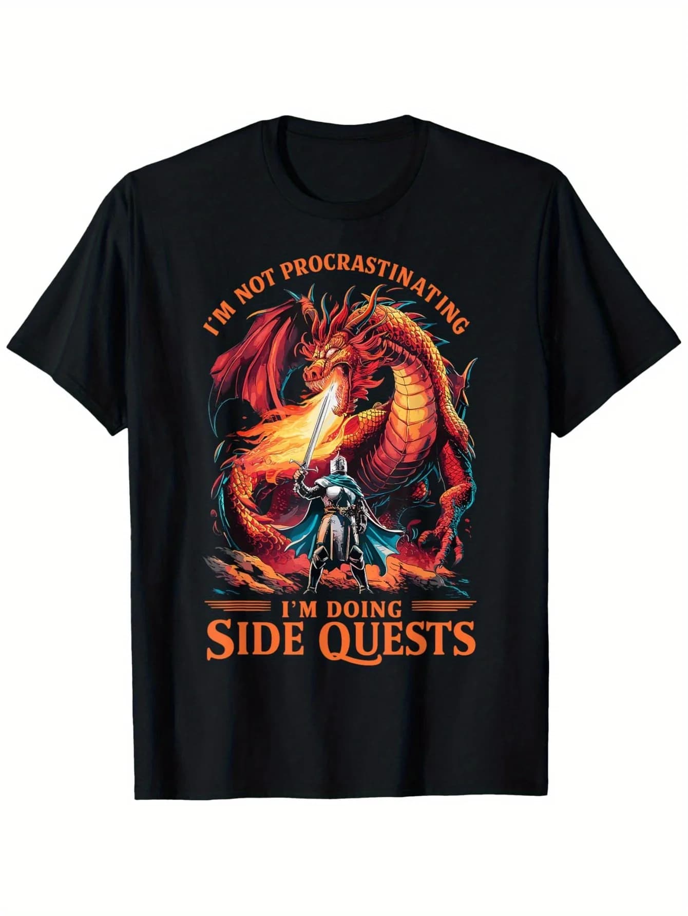 T-shirt estiva da uomo divertente per giocatori di D&D RPG - Design Dungeons&Dragons con la scritta "Non sto procrastinando, sto compiendo missioni secondarie"