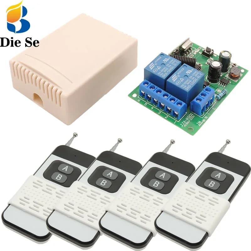 DieSe 433MHz Wireless Remote Control Switch 1000m Long Range Transmitter AC 110V 220V 10A Receiver For Garage Gate Motor Light
