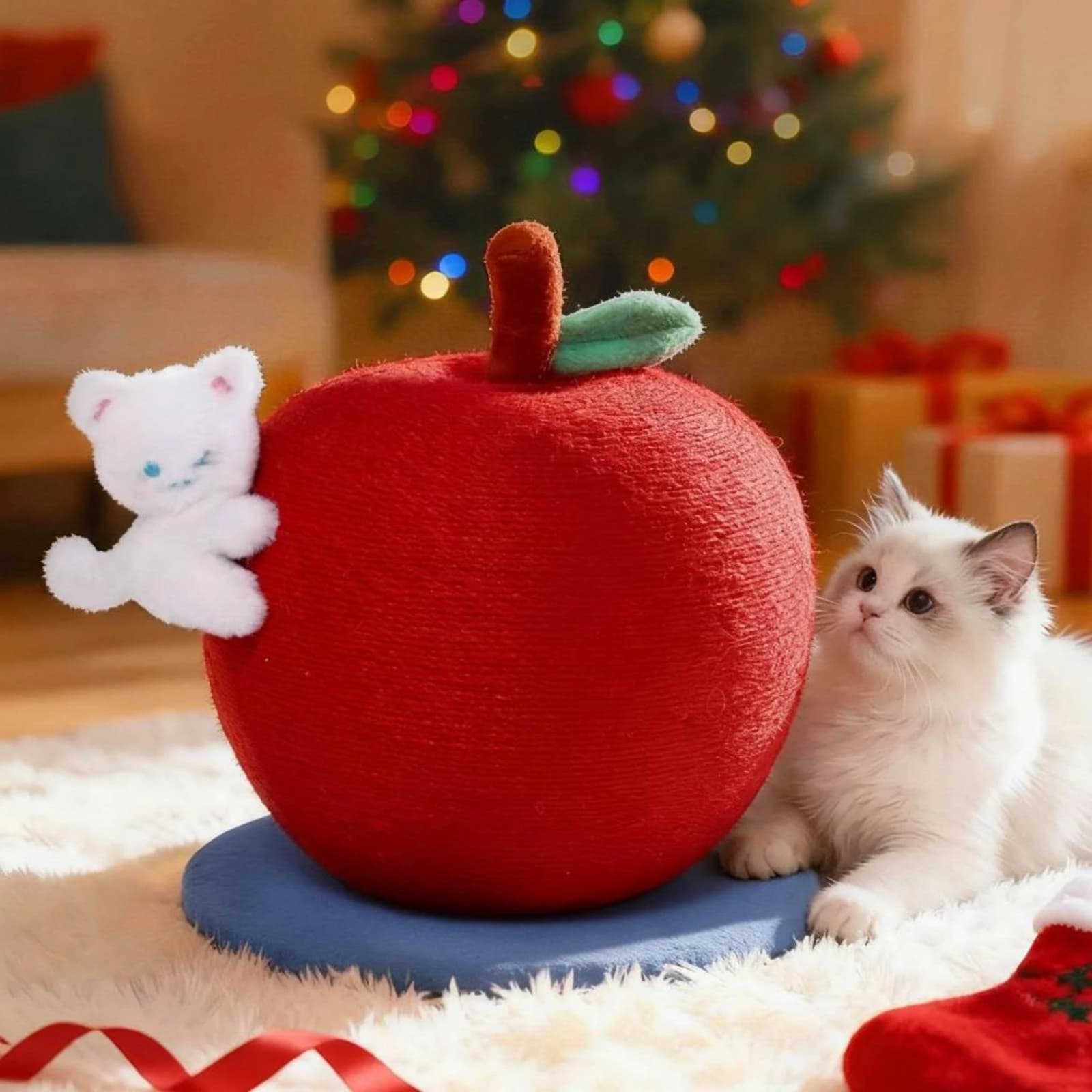 Christmas Feline Tree Easy Assembly Feline Scratching Post Apple Scratching Post Stable Base Pet Furniture Heavy-Duty