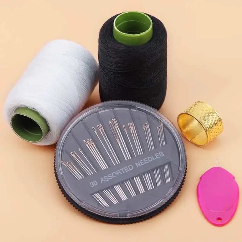 Kit filo per cucire per la casa - Set di filo per cucire a mano fai-da-te per la riparazione dell'abbigliamento, include filo per cucire nero, bianco e colorato