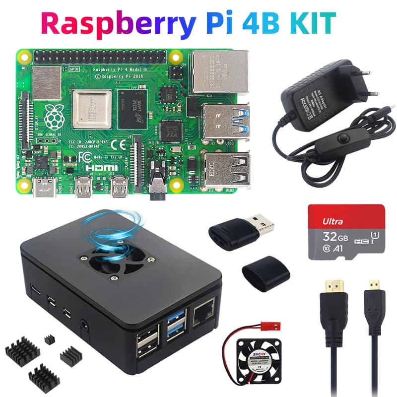 Ufficiale originale Raspberry Pi 4 modello B 8 GB 4 GB 2 GB 1 GB RAM + custodia + alimentatore + scheda TF BCM2711 1,5 GHz WiFi BT 4K video
