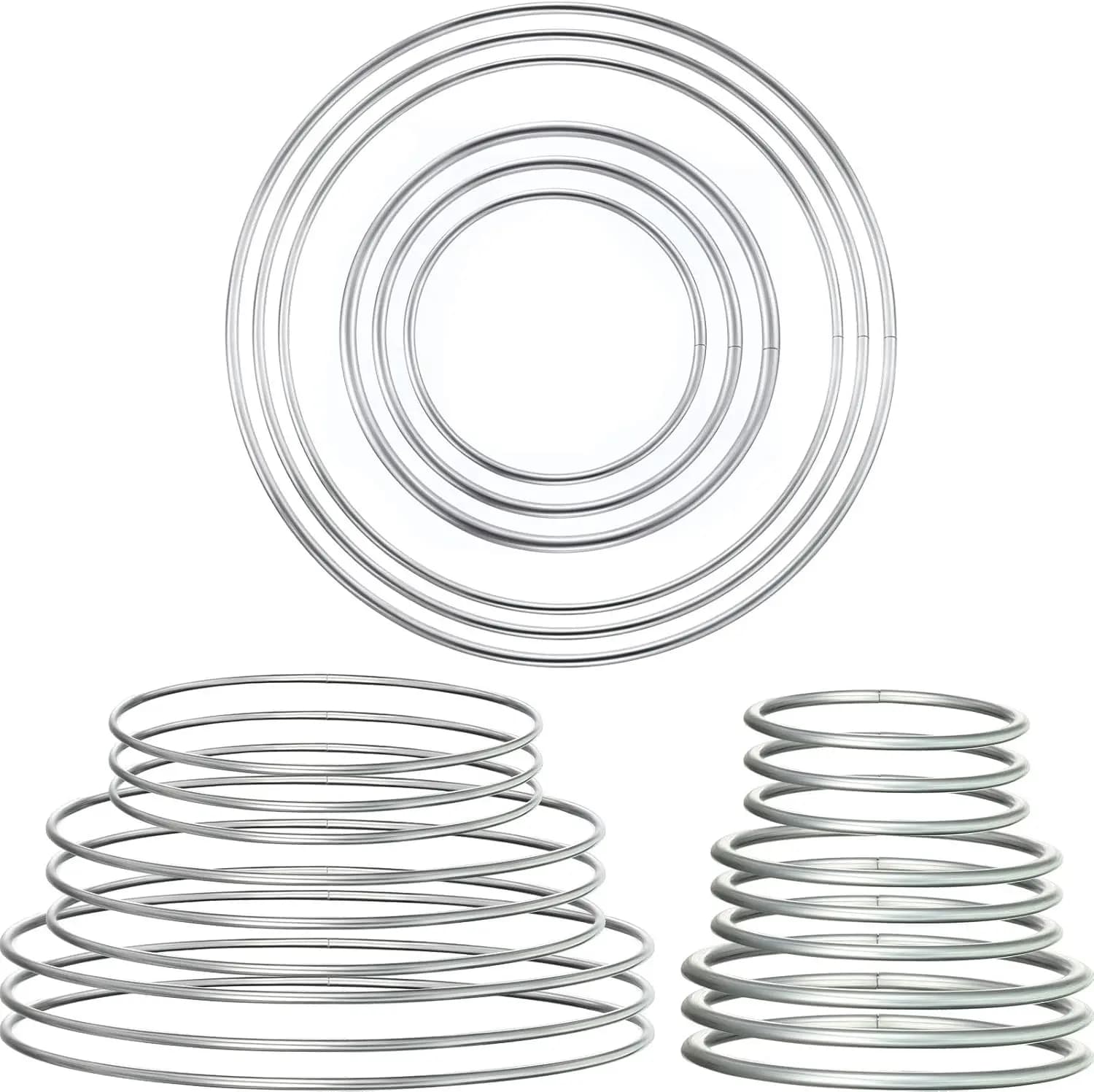 Metal Rings Hoops Metal Dream Catcher Macrame Steel Craft Rings Floral Hoop for Wreaths Macrame Projects(24 Pcs,Circle)