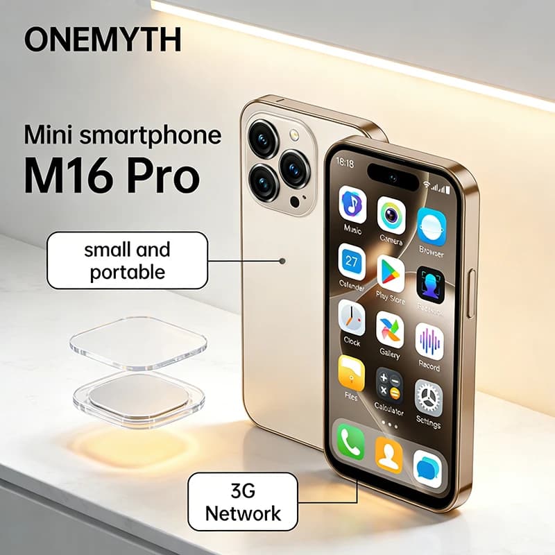 ONEMYTH M16 Pro Mini Smartphone con Schermo Piccolo da 4 Pollici | Face ID, Dual SIM, 2000mAh 2+16GB