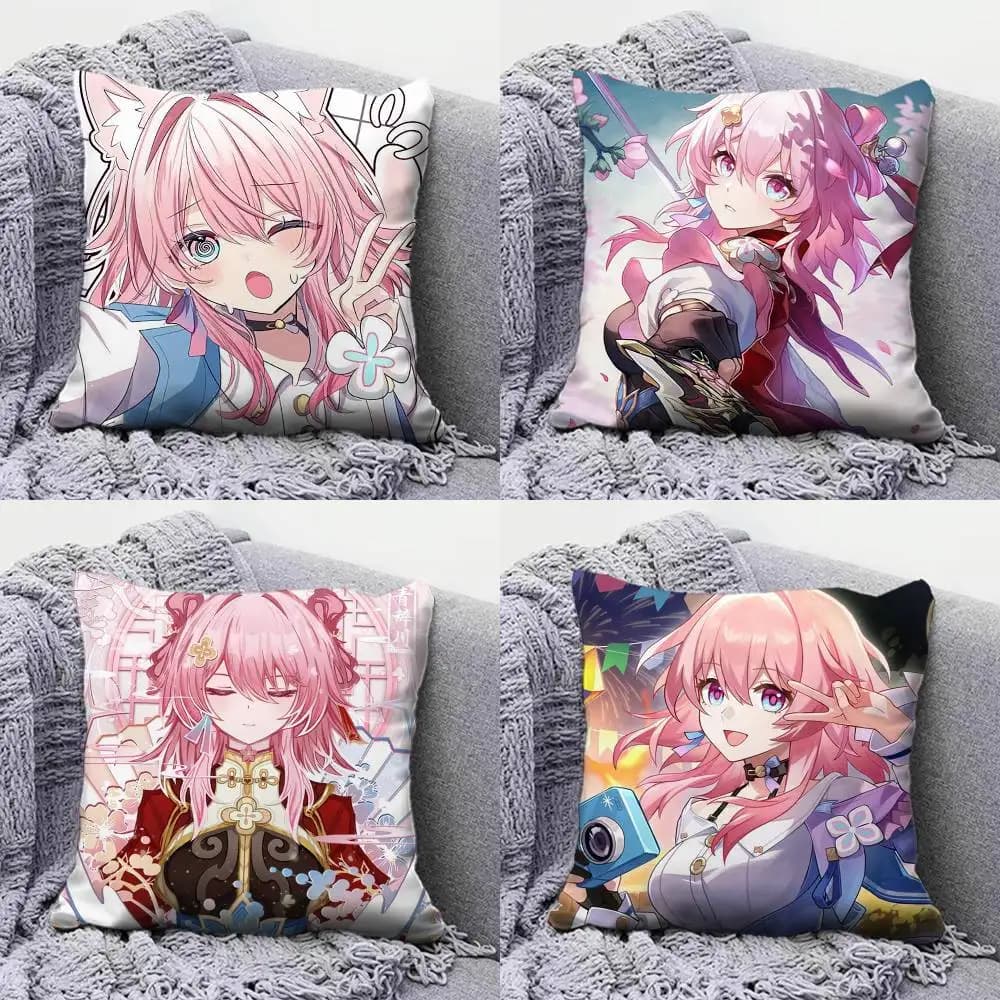 HSR March 7th Honkai Star Rail Copricuscini per Divano e Federe Decorative Personalizzate