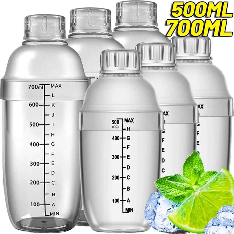 Shaker da Cocktail in plastica da 500/700ML tazze trasparenti con miscelatore per bevande da vino in scala bottiglie per agitare utensili da cucina da Bar portatili