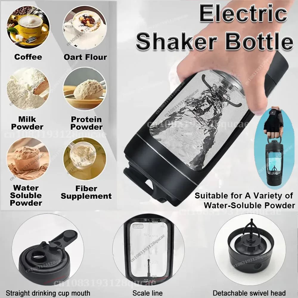2026 Automatic Shaker Protein Bottle Powder Electric Shaker Cup Water Bottle Plastic Mixing Cup Body Building Exercise Bottle New