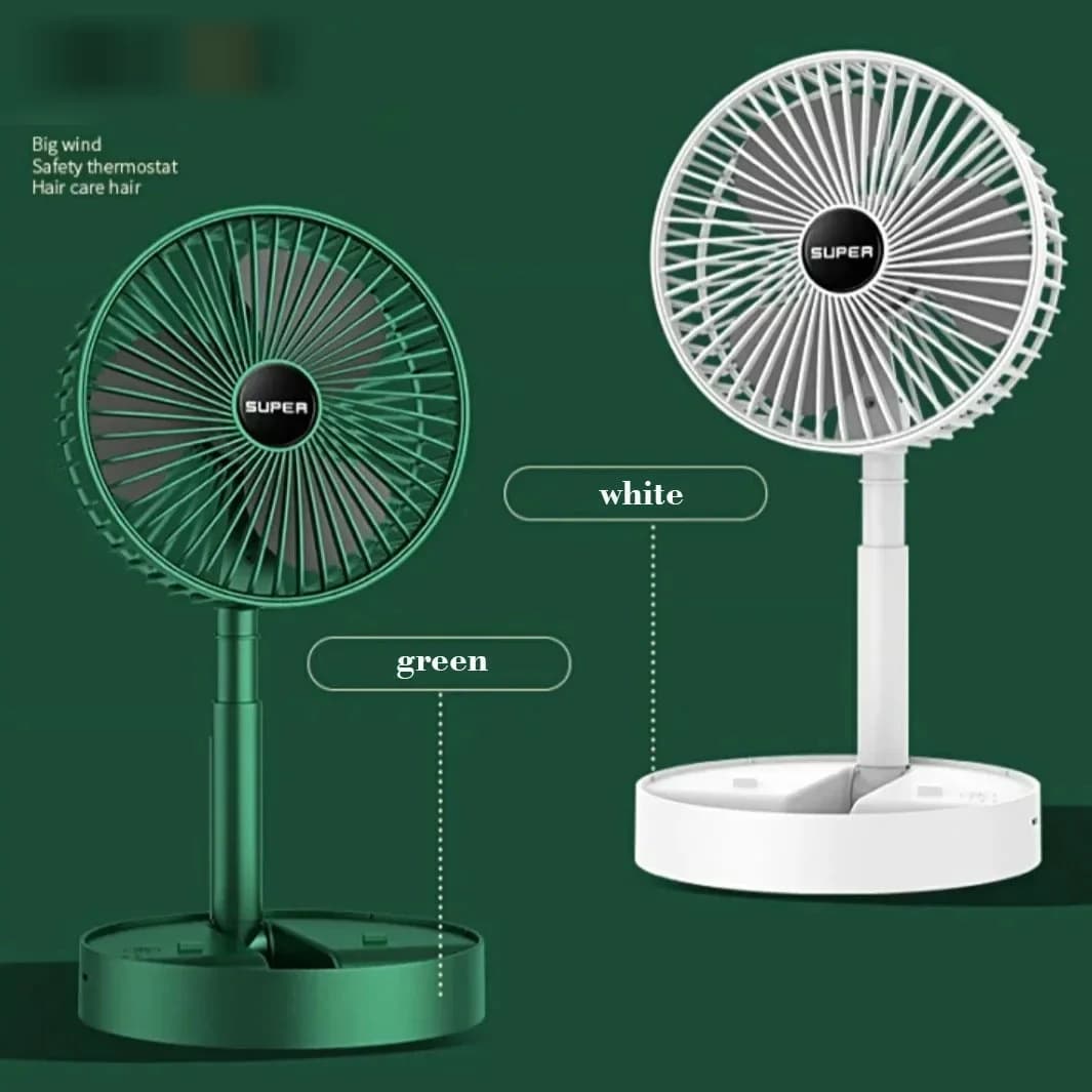 Ventilatore da tavolo ricaricabile, mini ventilatore USB pieghevole a lunga durata, ventilatore elettrico portatile da scrivania per dormitorio