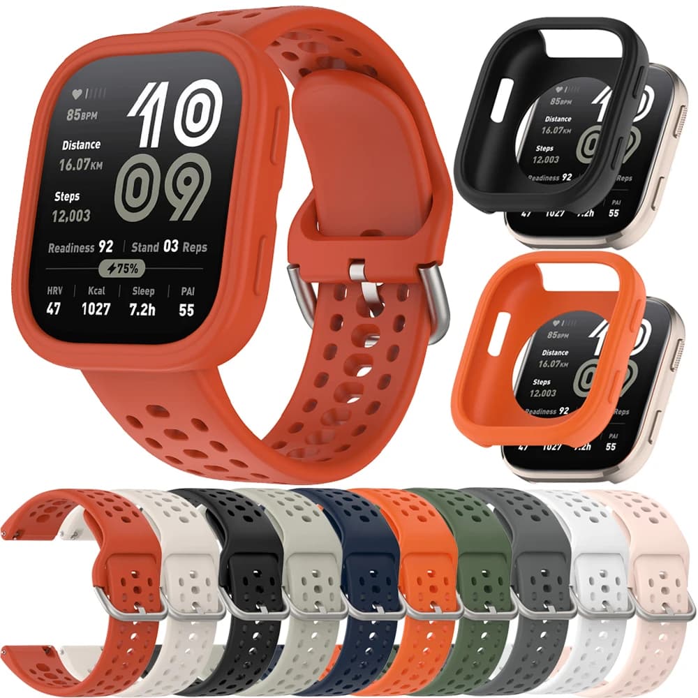 Cinturino e custodia per Huami Amazfit Bip 6 (A2435) Smartwatch cinturino in silicone telaio custodie protettive accessori per cinturini