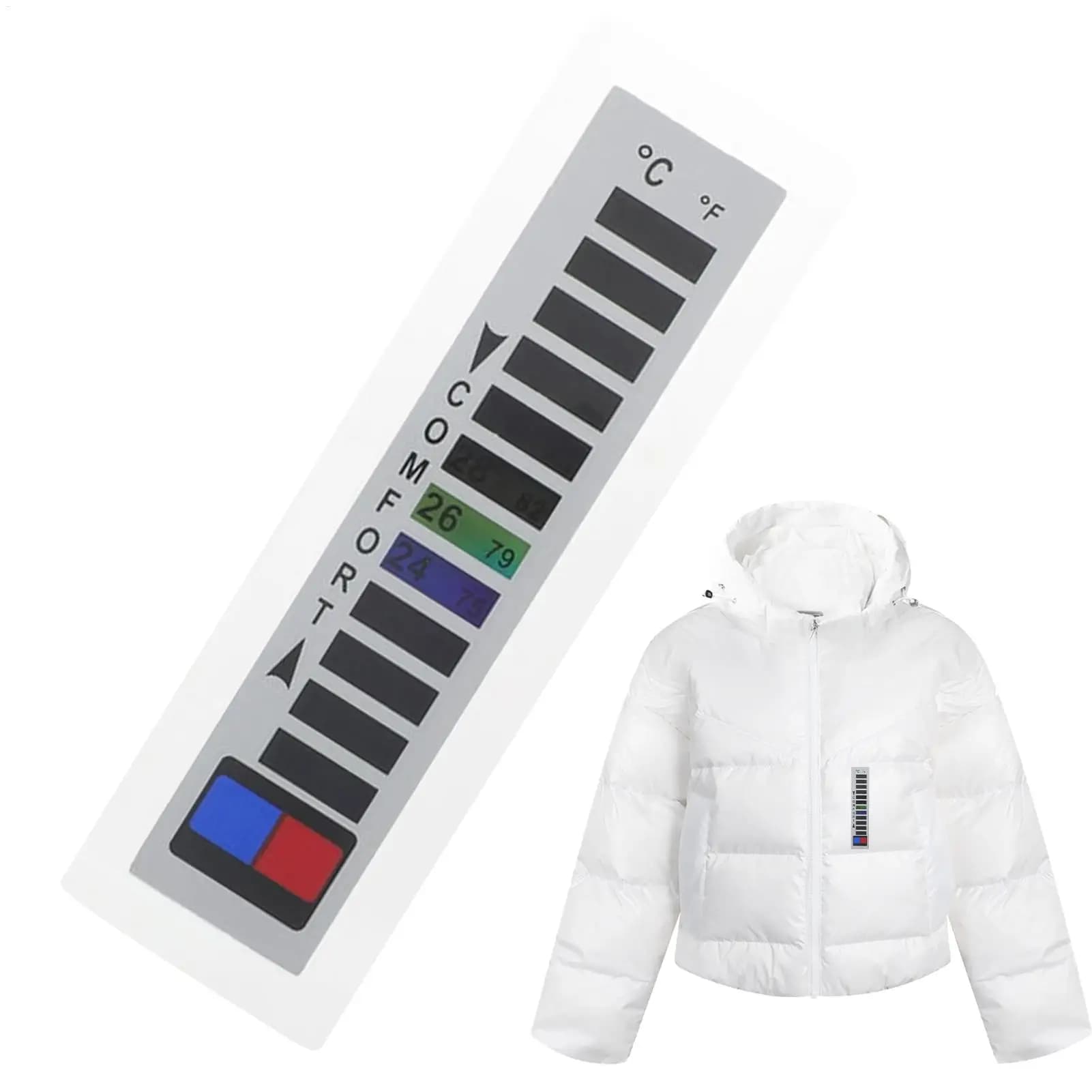 Indicatore di Temperatura Riutilizzabile per Abbigliamento, Adesivo Termico per Cappotti Invernali, Striscia con Display a Cristalli Liquidi, Strumento di Misurazione Temperatura per Acquari