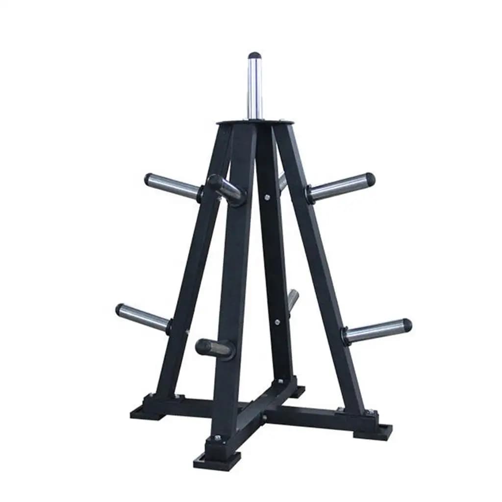 Custom Commercial Gym Training Equipment New Design Metal Bumper Plate Storage Rack Weight Plate Shaft Support Stable Feature 2