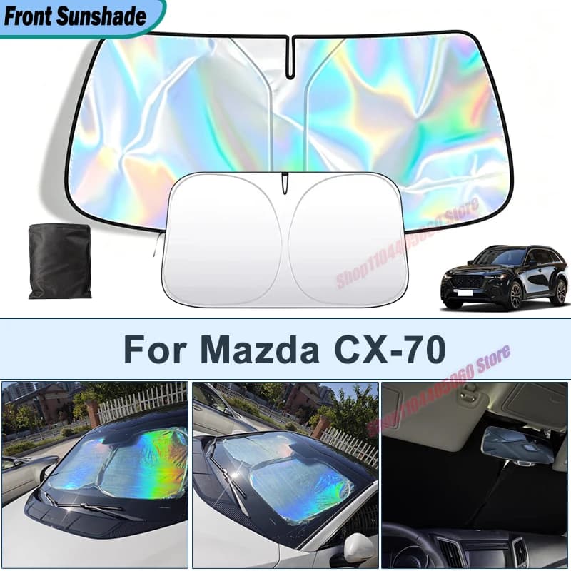 For Mazda CX-70 UV Reflective Sun Protection Cover Car Interior Accessories Foldable Front Windshield Sun Shade