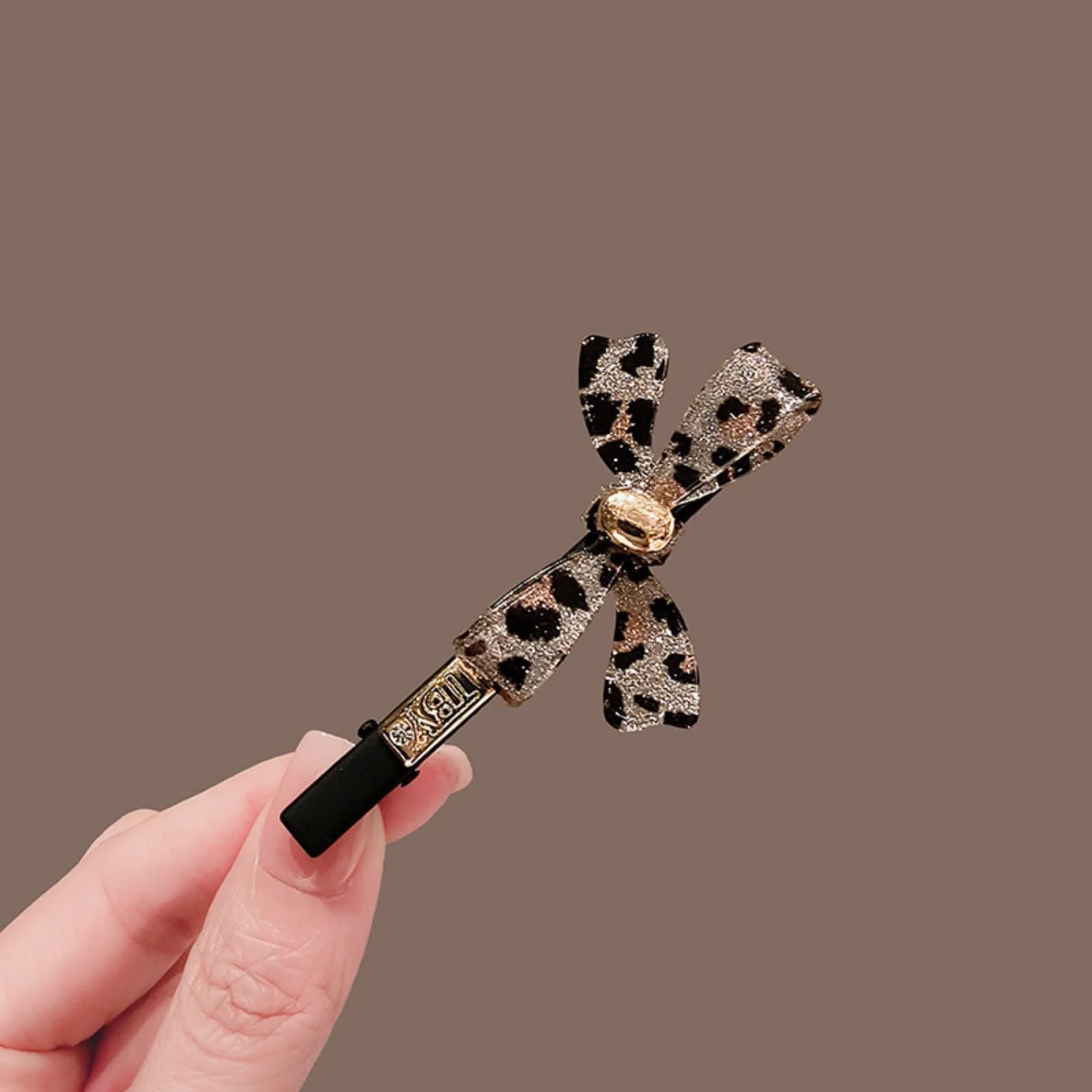 1 Pezzo Fermaglio per Capelli di Lusso con Fiocco Stampa Leopardata e Strass, Stile Lusso Leggero, per Frangia e Capelli Laterali, Accessorio per Capelli Squisito ed Elegante