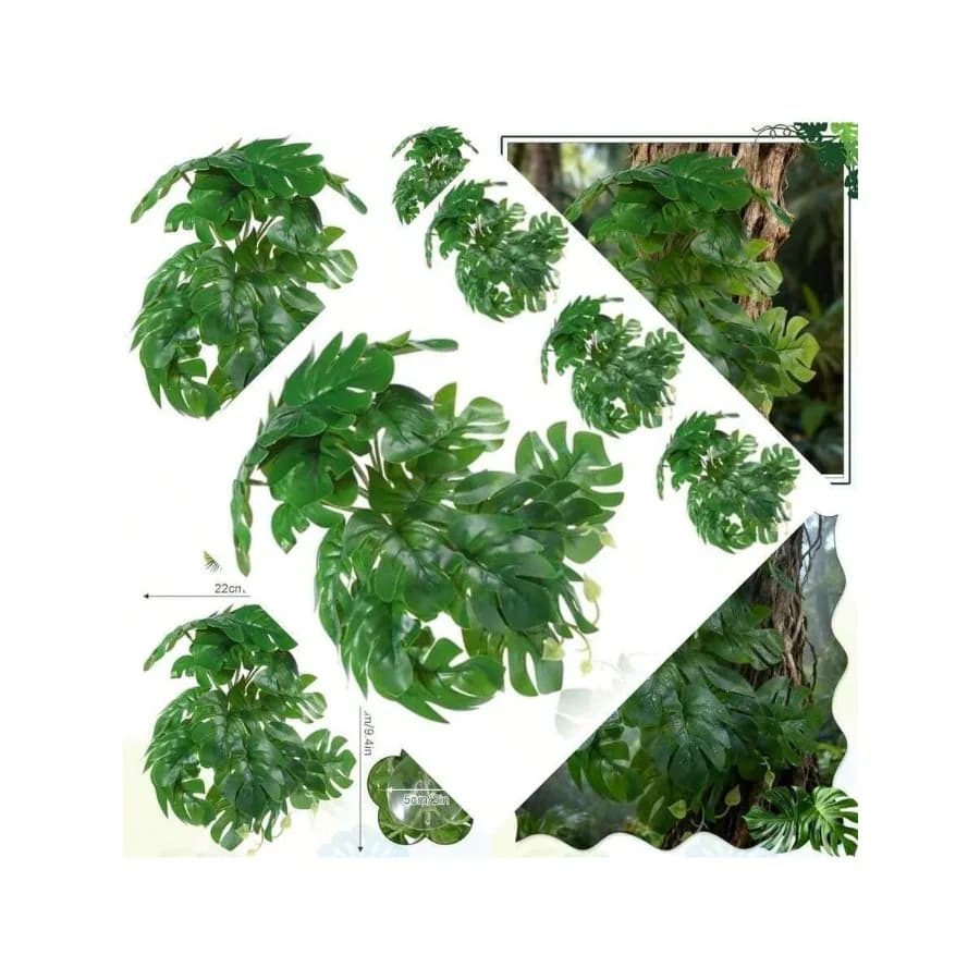 【Nuovo stile】 Confezione da 4 piante finte per rettili, per decorare il terrario e l'habitat degli anfibi - Piante artificiali per rettili da terrario - Finte M