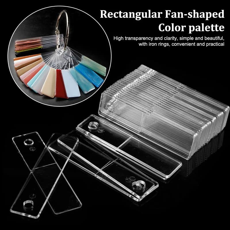 Plate for example color and nail modeling in UV gel, rectangular, for practical manicure and nail art exposure
