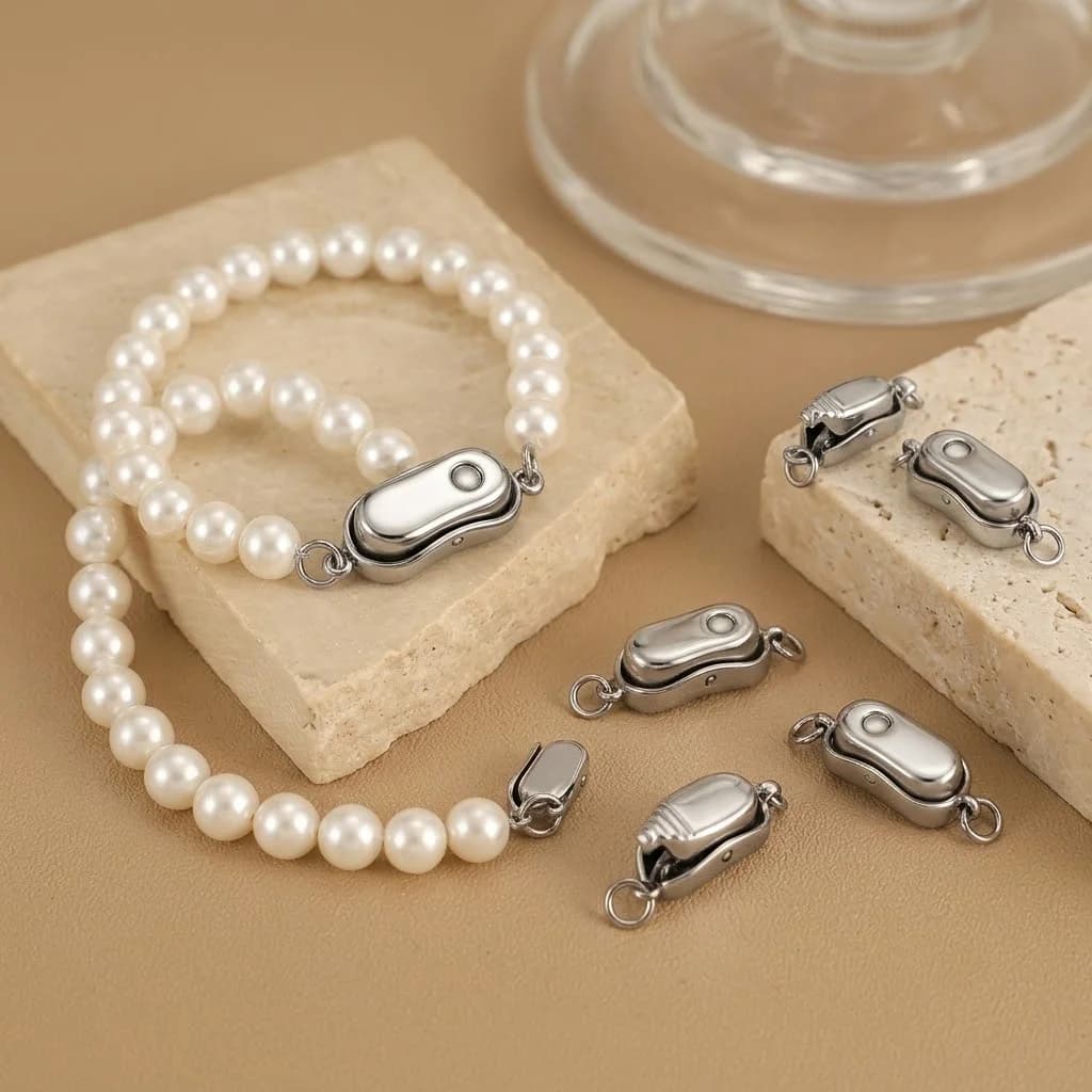 2Set Stainless Steel Metal Peanut Shape Clasps Chain Connector for DIY Bracelets Necklaces Jewelry Making Accessories Wholesale