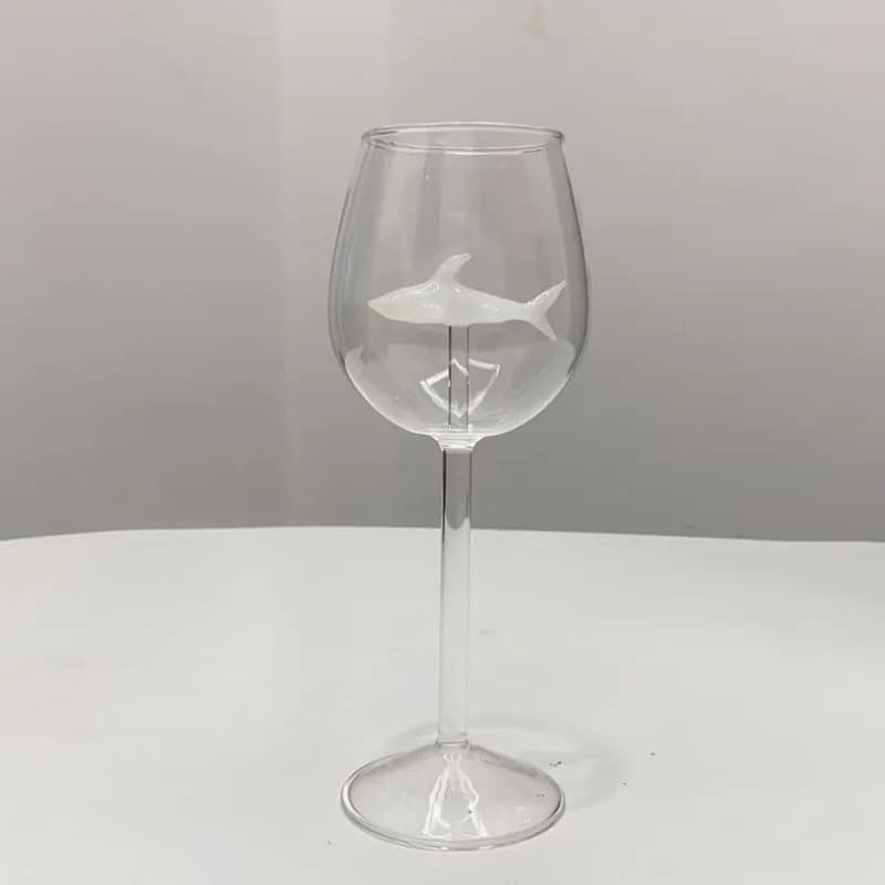 Calice in Cristallo Europeo a Forma di Squalo per Vino Rosso, Bicchiere in Vetro con Design a Tacco Alto per Regali di Matrimonio e Feste