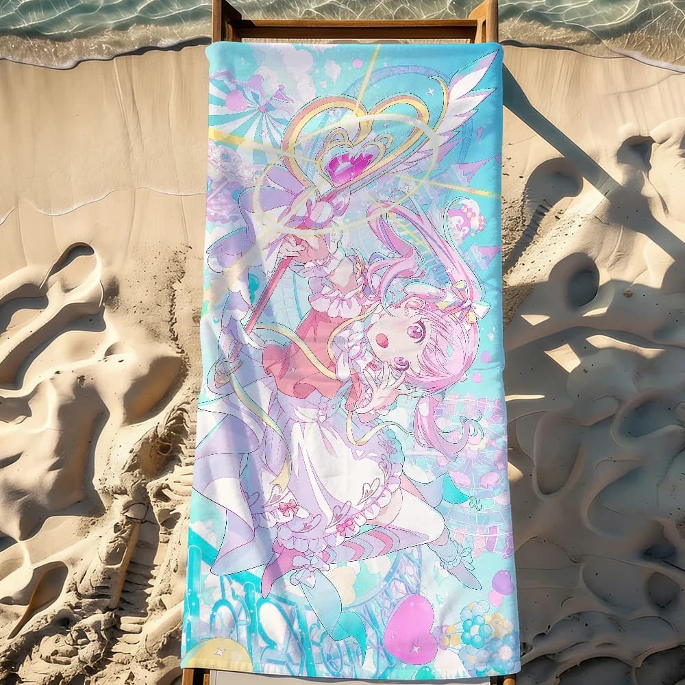Game P-Project Sekai-S Otori Emu Towel Sports Asciugamano da spiaggia grande, morbido e leggero, ad asciugatura rapida, per viaggi e campeggio, resistente alla sabbia