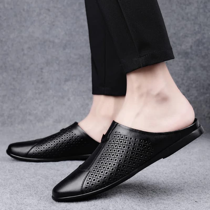 Mezze pantofole da uomo mocassini da uomo d'affari nuove comode scarpe Muller in pelle classiche appartamenti pigri traspiranti scarpe casual fatte a mano morbide