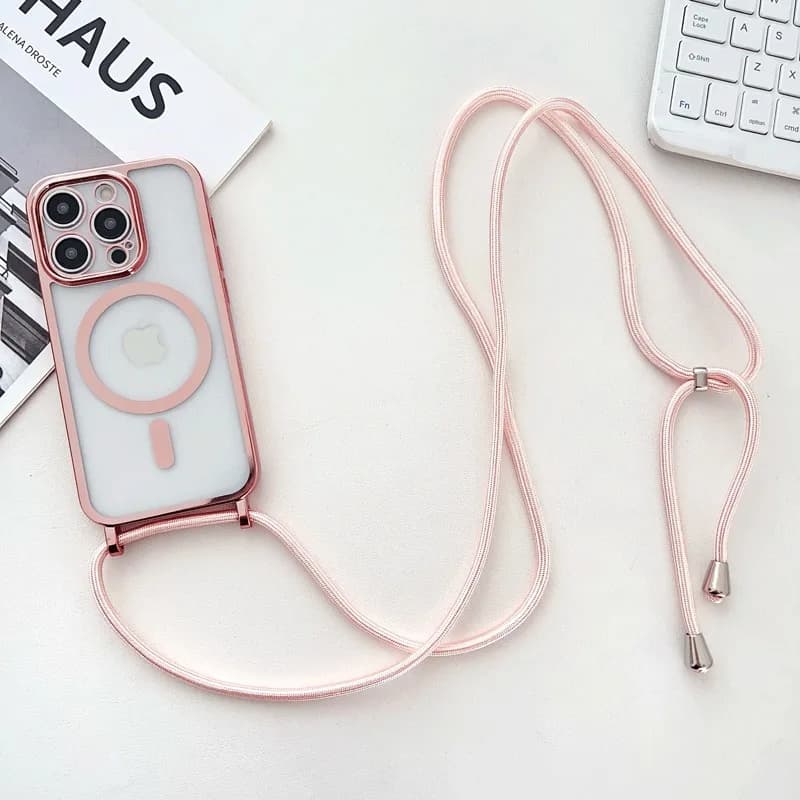Crossboby Coulisse Phone Case for iPhone Air 17 16E 16 15 14 13 12 11 Pro Max For Magsafe Magnetic Cover Cable Necklace