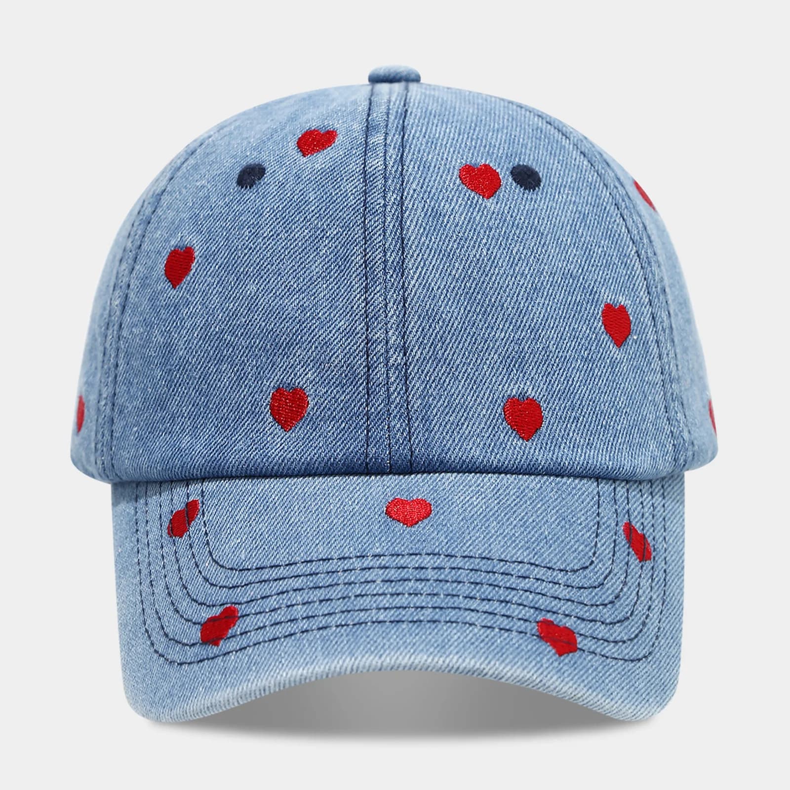 Embroidered baseball cap for Valentine's Day for couples Adjustable hat for outdoor sports with heart design for him and her