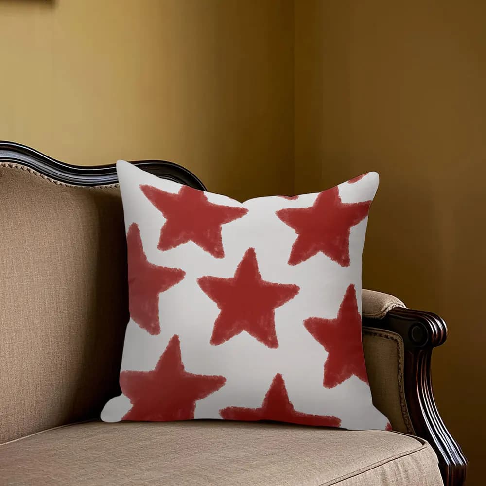 Fodera per cuscino quadrata jacquard con motivo a stella rossa calda per divano, ufficio, cuscino lombare, federa decorativa per la casa
