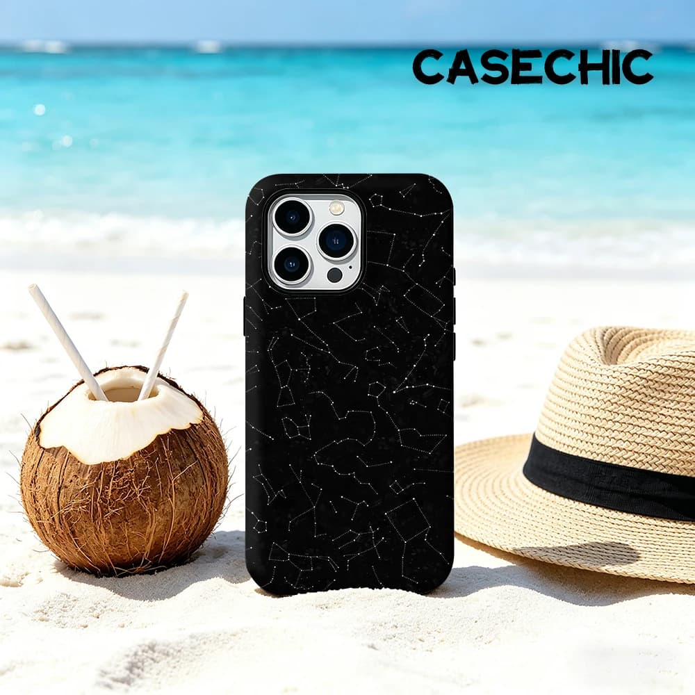 Custodia CaseChic opaca antiurto per MagSafe per iPhone 17 16 15 14 Plus Pro Max, cover rigida in PC con motivo a rete stellata