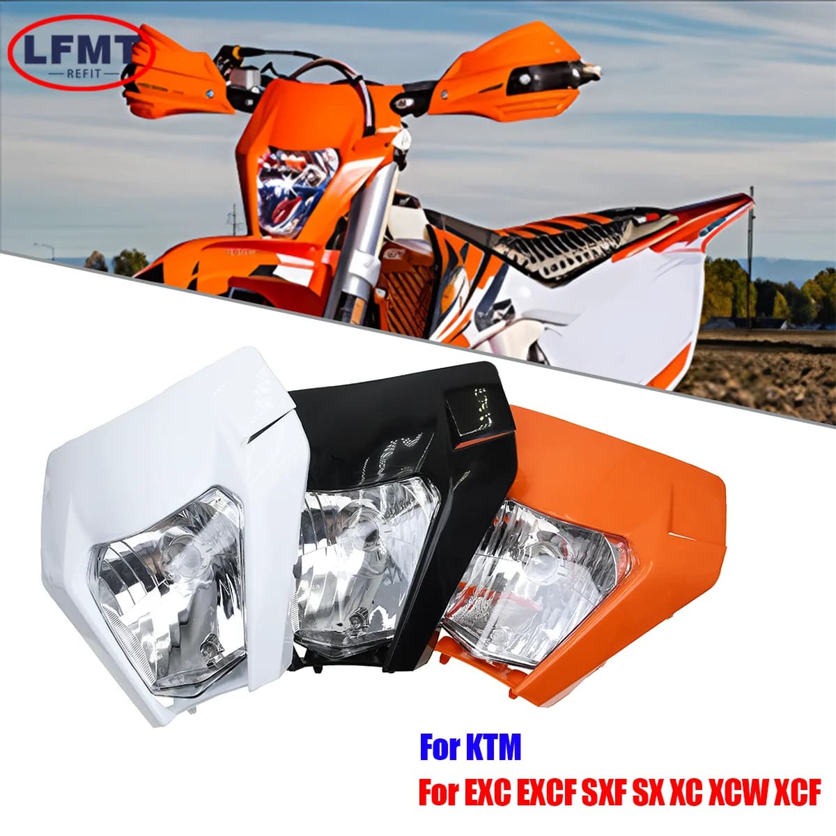 Per KTM PowerZone Moto Faro A LED Faro Testa di Luce Supermoto Carena EXC SXF MX Dirt Bike Enduro HA CONDOTTO il Faro