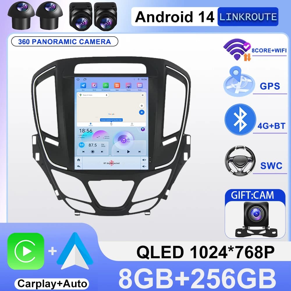 Android 14 9.7" Vertical Qled Screen Car Radio For Opel Insignia Buick Lacrosse Regal Auto GPS Stereo Multimedia Player With 4G