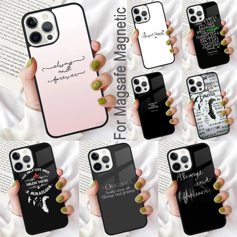 The Vampire Diaries Originals Mikaelson Always Forever Custodia per iPhone 17 Air 16e Pro max 15 Pro 13 14 Plus 11 12 MagSafe