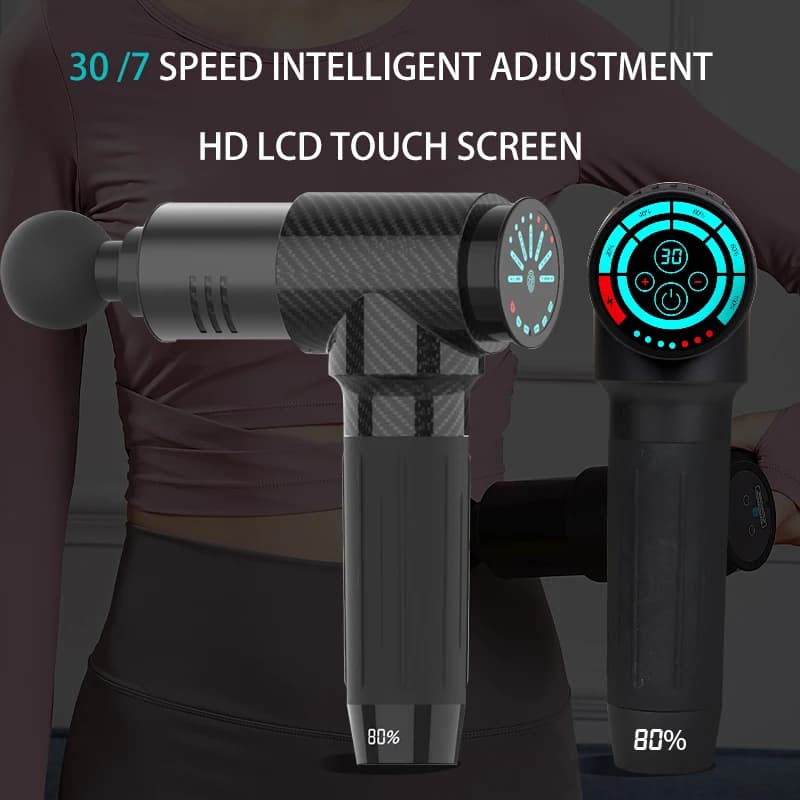 Quiet Portable Electric Massager, Athletes Massage Gun, Deep Tissue Percussion, 10 Replacement Heads, Brushless Motor, 30 Speeds