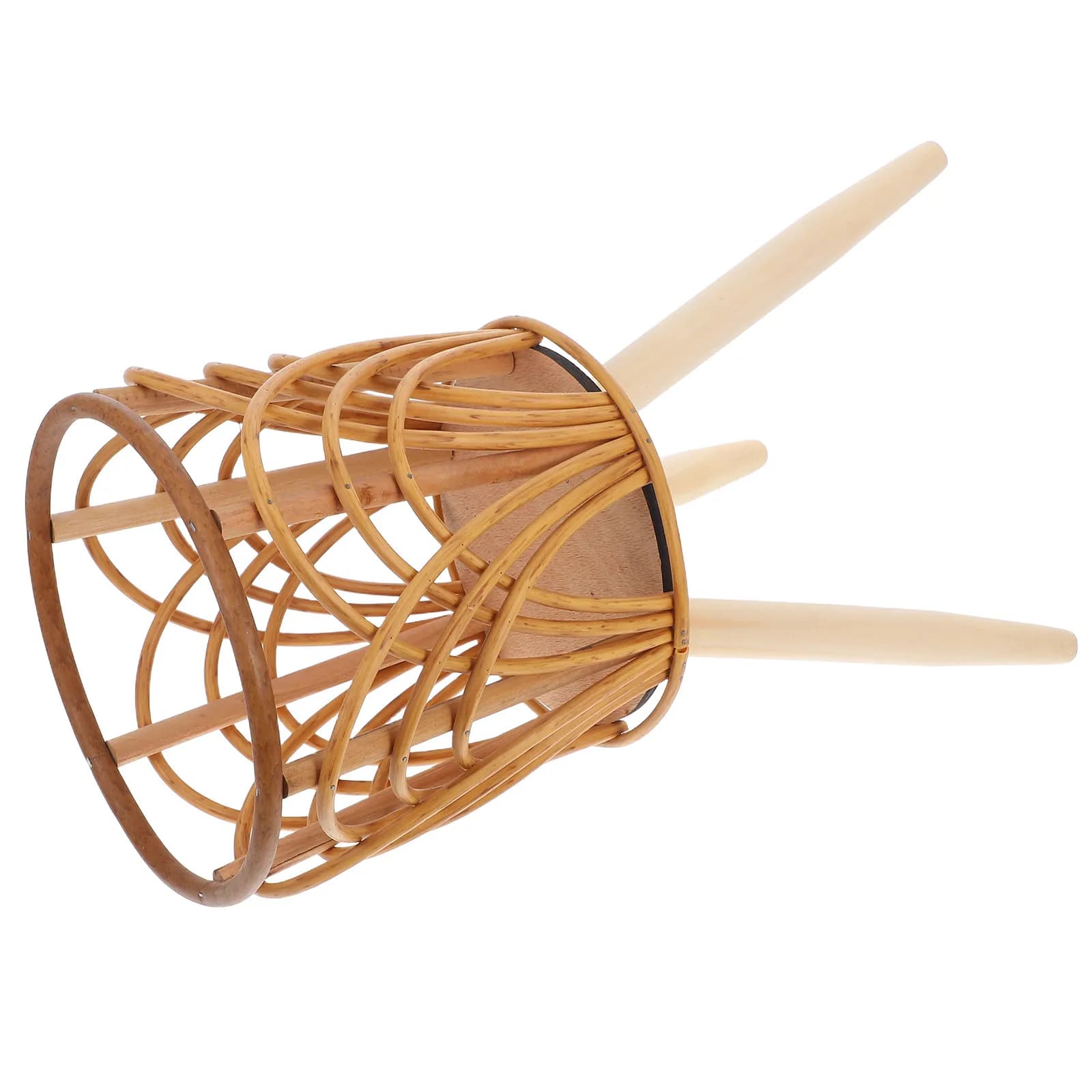 Woven Plant Basket Stand Wood Rattan Nordic Style Floor Planter Rack Indoor Outdoor Potted Plant Display Holder