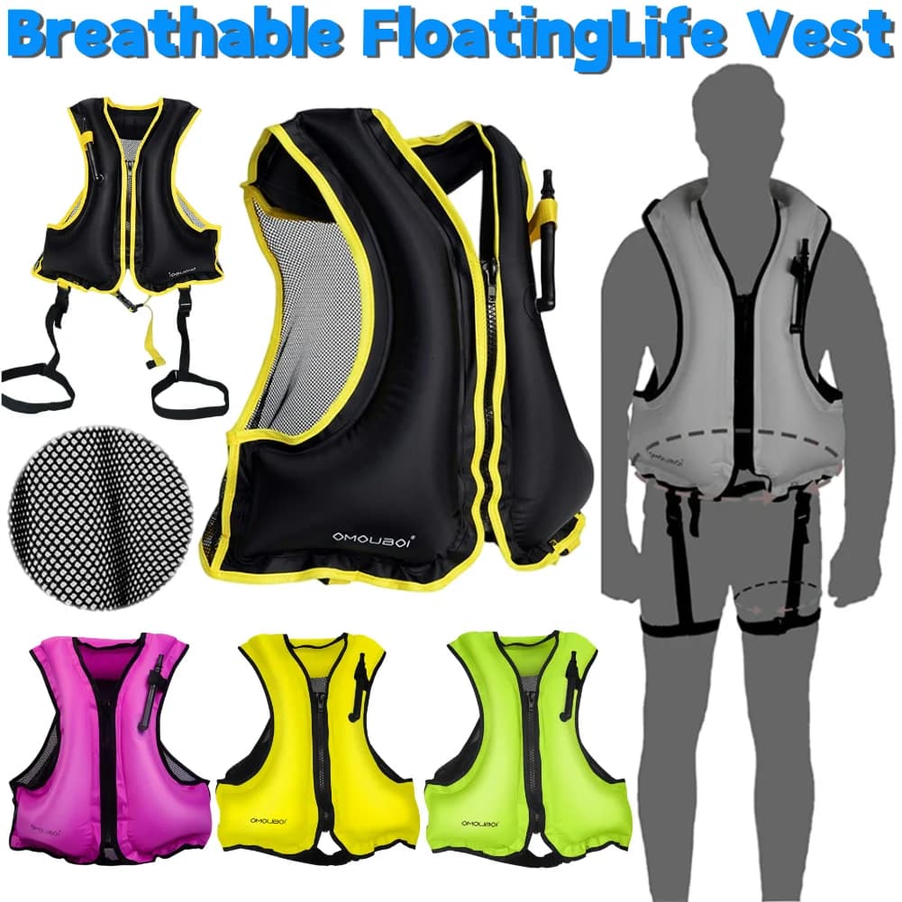 Giubbotto Gonfiabile per Snorkeling Traspirante e Portatile, Giacca Galleggiante per Snorkeling, Nuoto, Kayak e Nautica