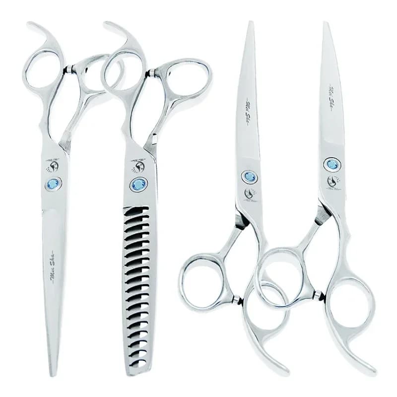 7.0" Professional Pets Grooming Scissors 18 Teeth Thinning Shears Animals Curved Groomer Cutting Scissors Dogs Clippers B0012A