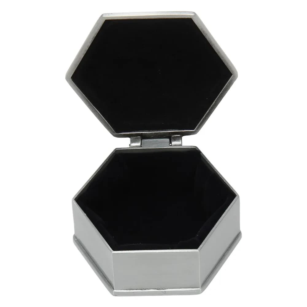 Hexagonal Metal Jewelry Box Emboss Zinc Alloy Zinc Alloy Trinket Box Grey Rose Small Heart Shape Organizer For Rings Earrings