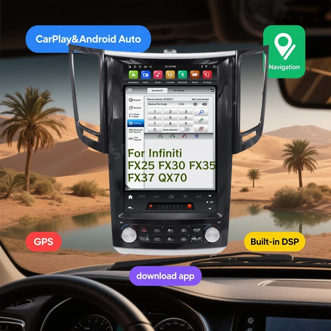 Android14 Car Radio For Infiniti FX FX25 FX35 FX37 QX70 GPS 5G Radio Carplay Head Unit/2009 2010 2011 2012 2013 2014 2015 2016