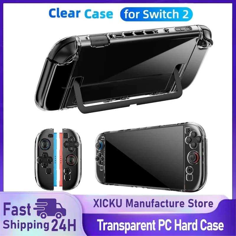 Custodia rigida per PC trasparente per controller Joycon NS Switch 2 Custodia protettiva divisa Protezione per guscio in pelle per accessori Switch 2