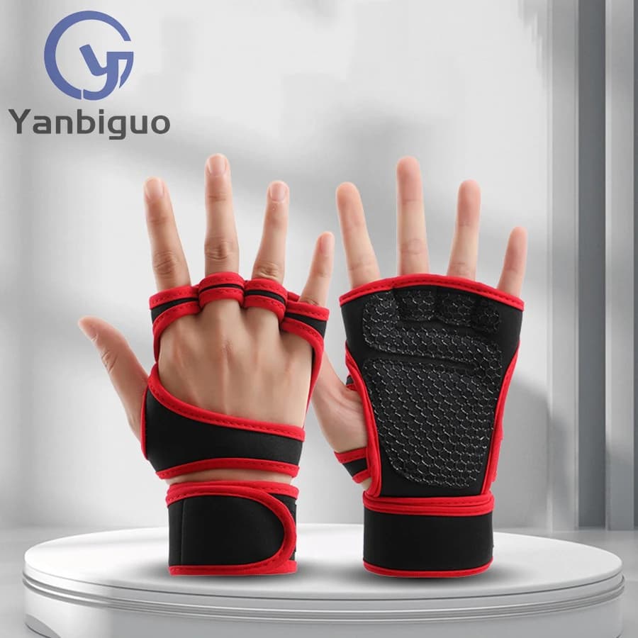 Open gym gloves for women and men, padded gloves for weight lifting Wrist support Non-fiction training gloves with strong grip for 5 fingers
