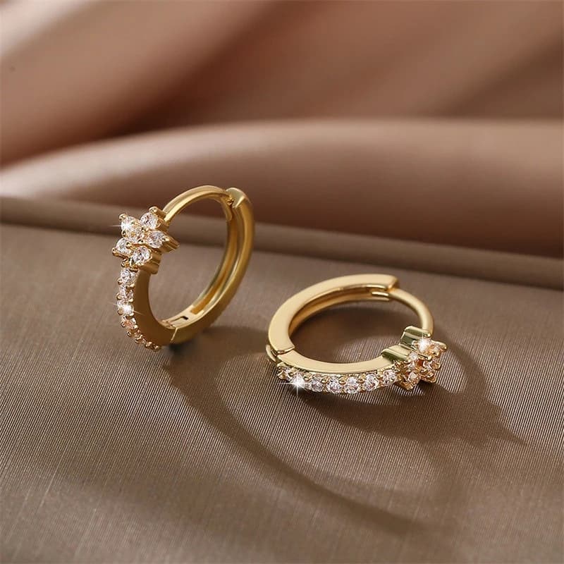 Fashion Stainless Steel Zircon Star Hoops Earrings for Women Color Earrings Korean Fashion Ear Jewelry Accessories Creative