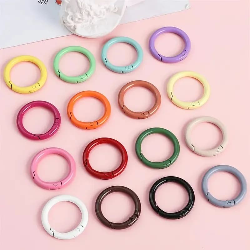 10PCS 23.5mm Metal Spring O Rings,Round Spring Snap Clasp Keychain Loop,DIY Bag Charm Keyring Jewelry Making Accessories